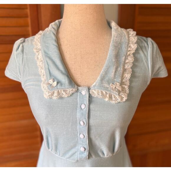 Killstar Gothic Lolita Punk Alice Light Blue Every Mourning Dress L - Picture 2 of 6